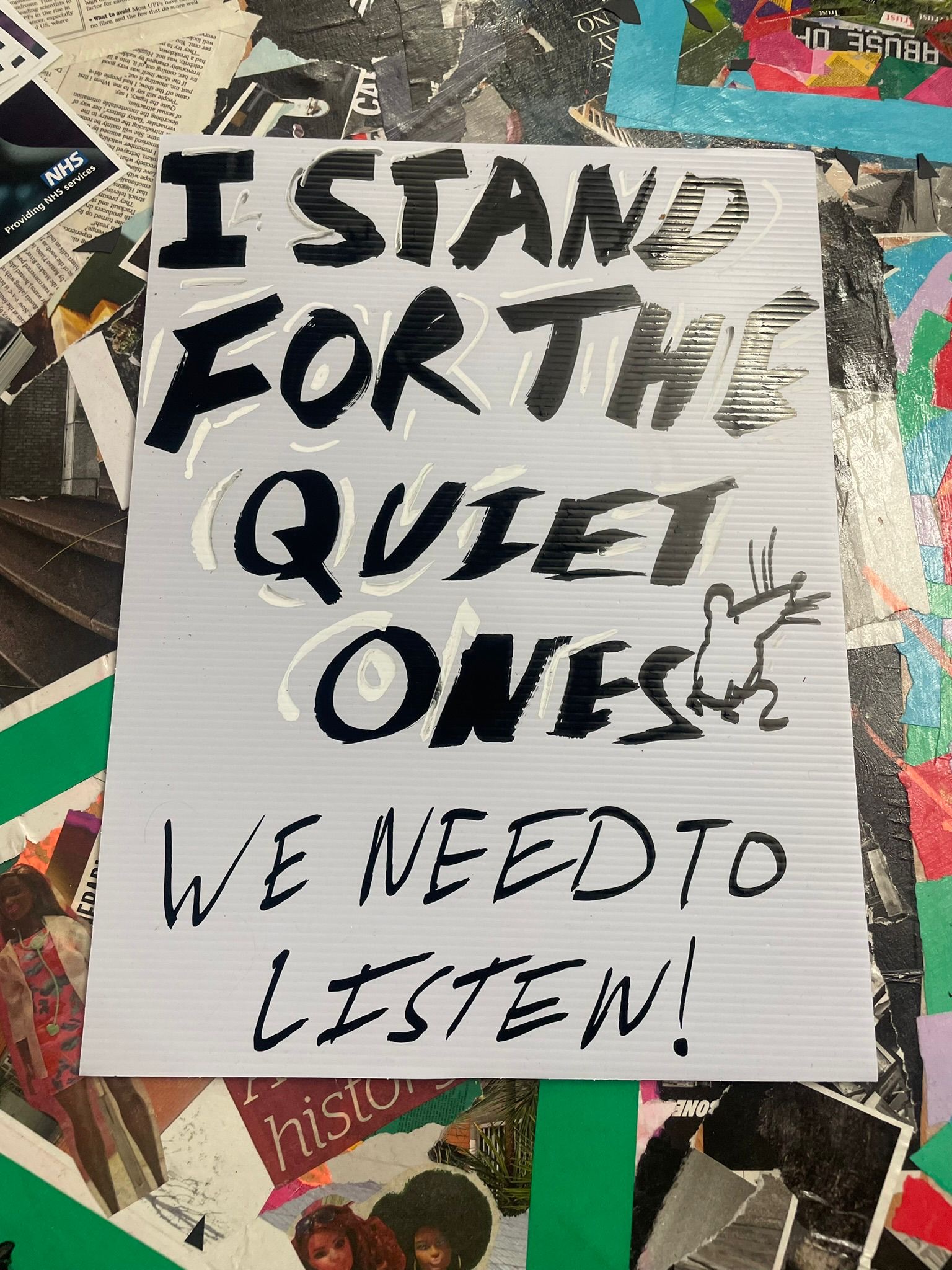 Youth-made statement reading I stand for the quiet ones, we need to listen, from an England youth session